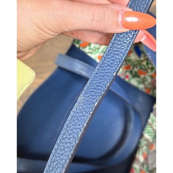 Tory Burch Blake Tote Bag Navy Blue Something Wild Lining Print with Wristlet - Picture 11 of 11